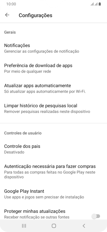 Pressione Atualizar apps automaticamente. Pressione Atualizar apps automaticamente.