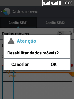 Se você desativar os dados móveis, deve pressionar OK. Se você desativar os dados móveis, deve pressionar OK.