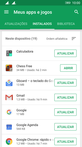 Pressione o app desejado. Pressione o app desejado.