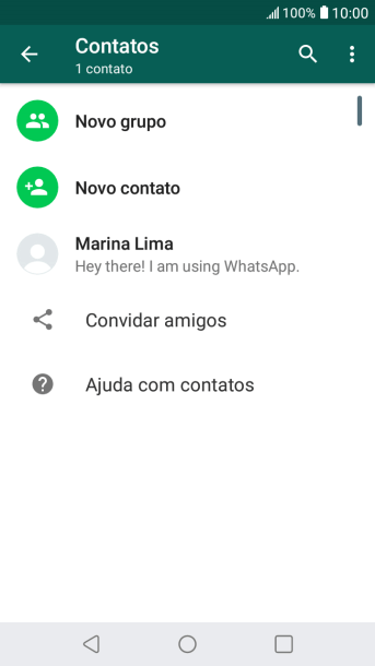 Pressione o ícone de busca, e digite as primeiras letras do nome do contato. Pressione o ícone de busca, e digite as primeiras letras do nome do contato.