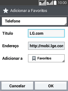 Digite o nome do favorito, e pressione OK. Digite o nome do favorito, e pressione OK.