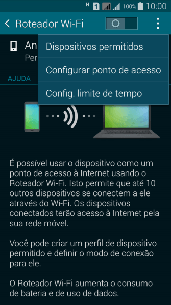 Pressione Configurar ponto de acesso. Pressione Configurar ponto de acesso.