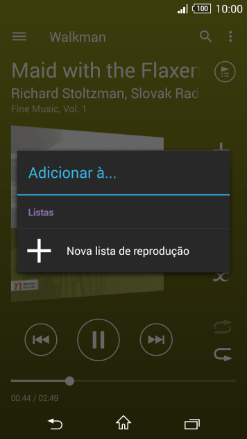 Pressione Nova lista de reprodução. Pressione Nova lista de reprodução.