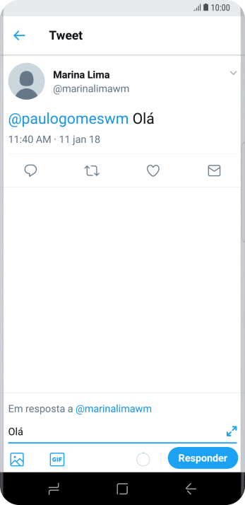 Escreva a resposta desejada, e pressione Responder. Escreva a resposta desejada, e pressione Responder.