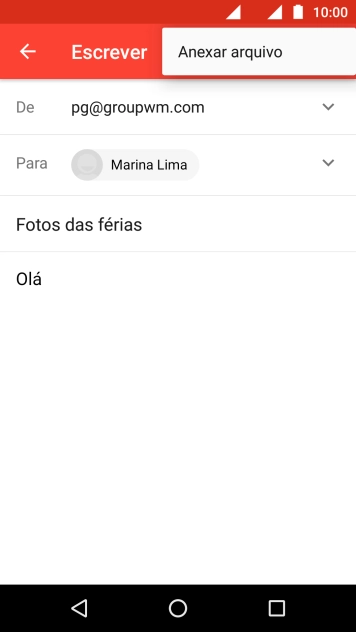 Pressione Anexar arquivo, e navegue até a pasta desejada. Pressione Anexar arquivo, e navegue até a pasta desejada.