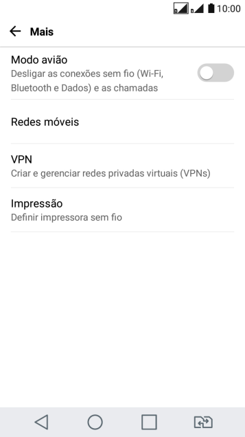 Pressione Redes móveis. Pressione Redes móveis.