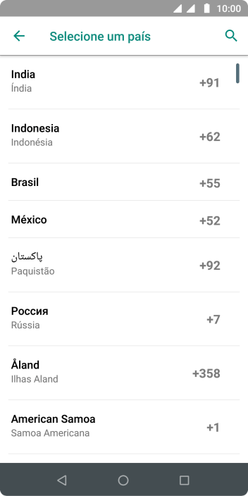 Pressione o país desejado. Pressione o país desejado.