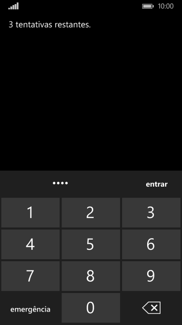 Digite um código PIN de quatro cifras e pressione entrar. O código PIN padrão é 1010. Digite um código PIN de quatro cifras e pressione entrar. O código PIN padrão é 1010.