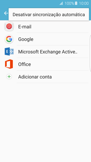 Pressione Desativar sincronização automática. Pressione Desativar sincronização automática.