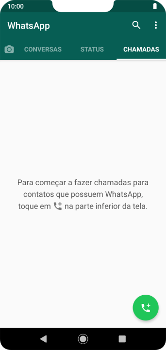 Pressione o ícone de nova chamada. Pressione o ícone de nova chamada.
