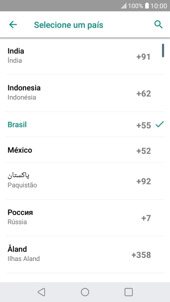 Pressione o país desejado. Pressione o país desejado.