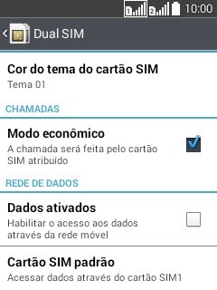 Pressione Cartão SIM padrão. Pressione Cartão SIM padrão.