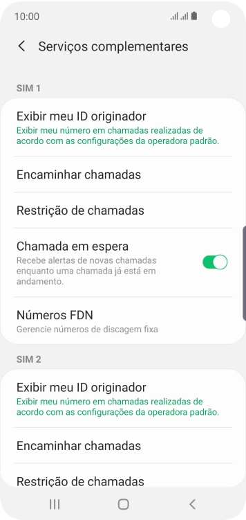 Pressione Restrição de chamadas. Pressione Restrição de chamadas.