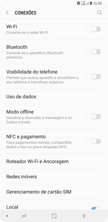 Pressione Gerenciamento de cartão SIM. Pressione Gerenciamento de cartão SIM.