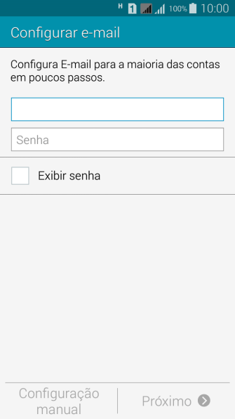 Pressione Senha e digite a senha da sua conta e-mail. Pressione Senha e digite a senha da sua conta e-mail.