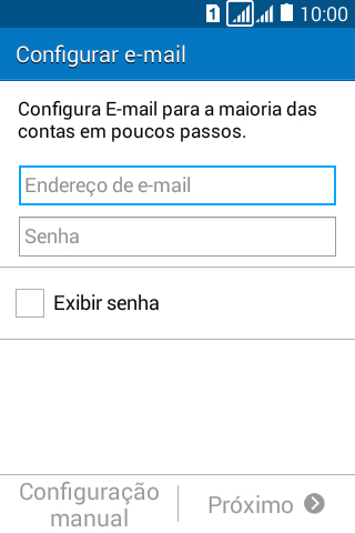 Pressione Endereço de e-mail, e digite o endereço de e-mail. Pressione Endereço de e-mail, e digite o endereço de e-mail.