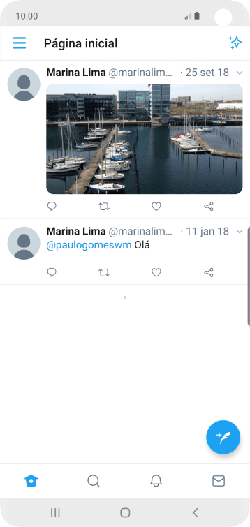 Pressione o ícone de novo tweet. Pressione o ícone de novo tweet.