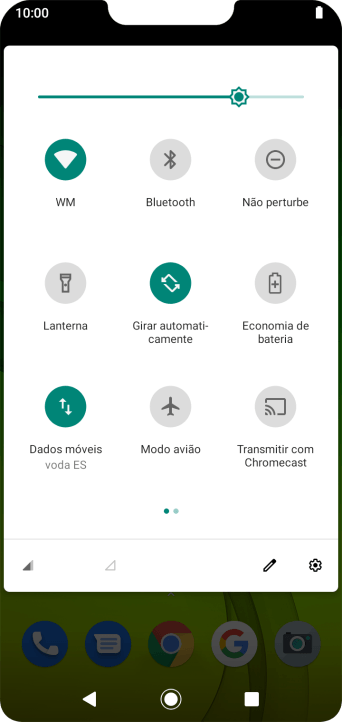 Pressione o ícone de configurações. Pressione o ícone de configurações.
