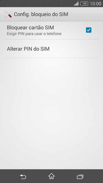 Pressione Bloquear cartão SIM para ativar ou desativar a função. Pressione Bloquear cartão SIM para ativar ou desativar a função.