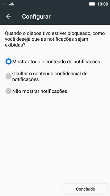 Pressione a configuração desejada. Pressione a configuração desejada.