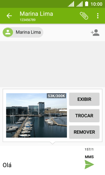 Pressione o ícone de enviar, quando você terminar de escrever a MMS. Pressione o ícone de enviar, quando você terminar de escrever a MMS.