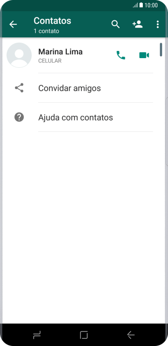Pressione o ícone de busca, e digite as primeiras letras do nome do contato. Pressione o ícone de busca, e digite as primeiras letras do nome do contato.