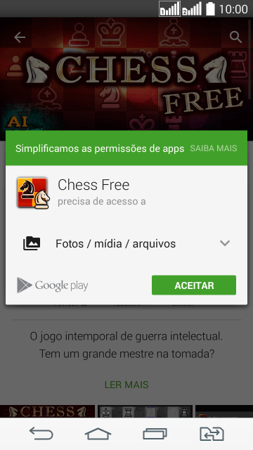 Pressione ACEITAR, e aguarde um instante enquanto o app é instalado. Pressione ACEITAR, e aguarde um instante enquanto o app é instalado.