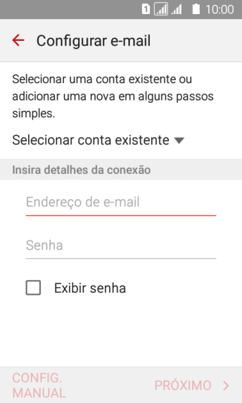 Pressione Endereço de e-mail, e digite o endereço de e-mail. Pressione Endereço de e-mail, e digite o endereço de e-mail.