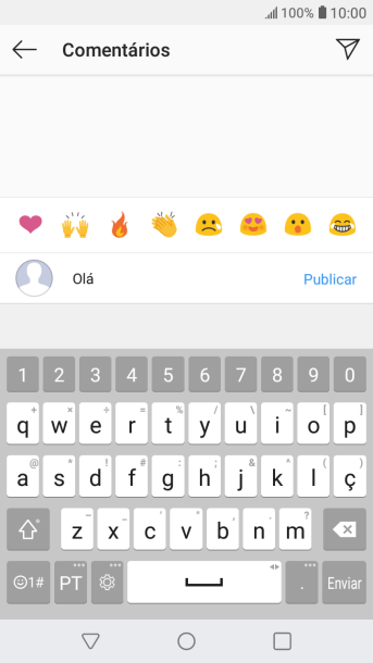 Digite o texto, e pressione Publicar. Digite o texto, e pressione Publicar.
