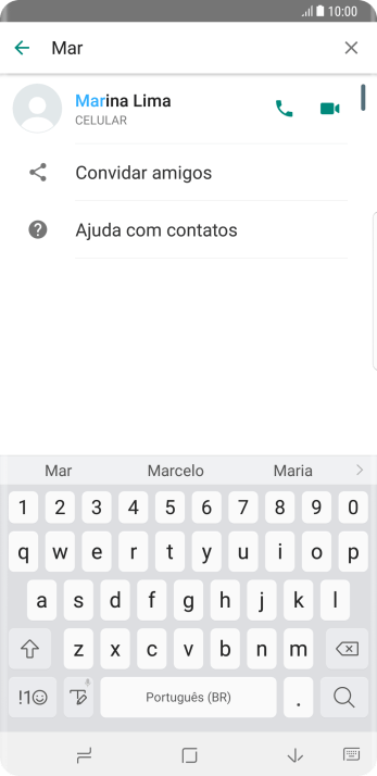 Pressione o ícone de chamada de voz para realizar uma chamada de voz para o contato. Pressione o ícone de chamada de voz para realizar uma chamada de voz para o contato.