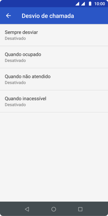 Pressione o tipo de encaminhamento desejado. Pressione o tipo de encaminhamento desejado.