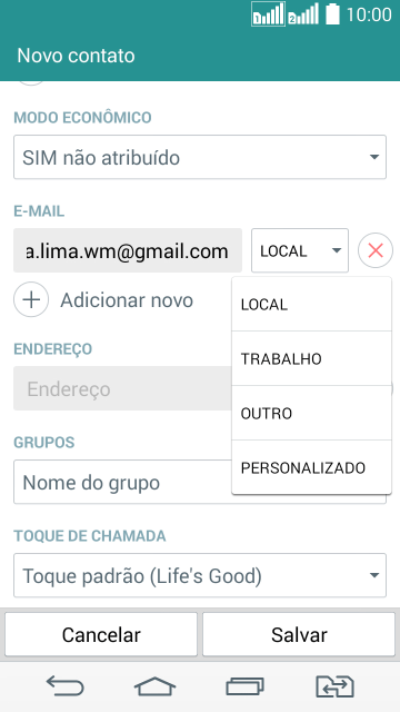 Pressione o tipo de e-mail desejado. Pressione o tipo de e-mail desejado.