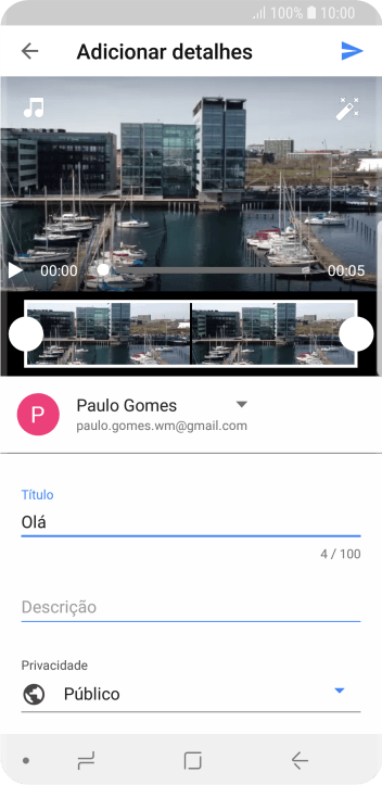 Escreva o texto desejado, e pressione o ícone de upload. Escreva o texto desejado, e pressione o ícone de upload.