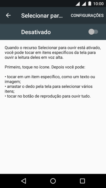 Pressione o indicador para ativar a função. Pressione o indicador para ativar a função.