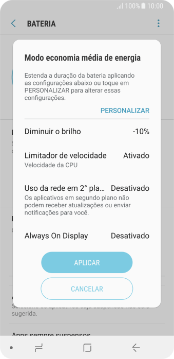 Pressione APLICAR para ativar a função. Pressione APLICAR para ativar a função.