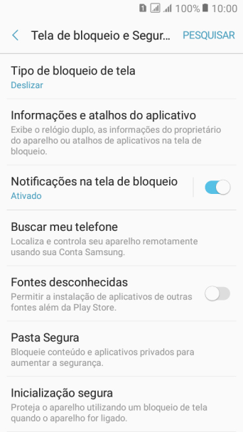 Pressione Tipo de bloqueio de tela. Pressione Tipo de bloqueio de tela.