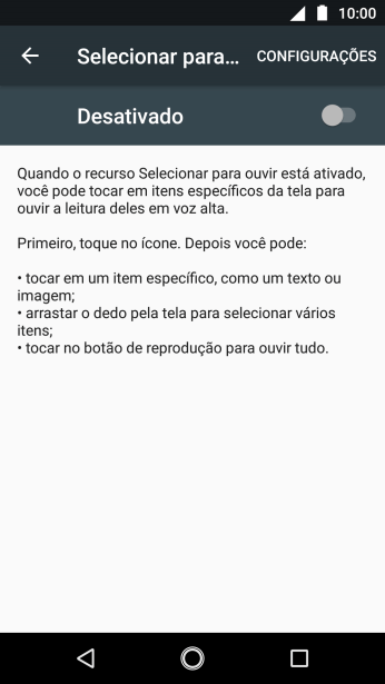 Pressione o indicador para ativar a função. Pressione o indicador para ativar a função.