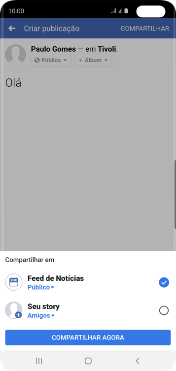 Pressione o campo ao lado das configurações desejadas. Pressione o campo ao lado das configurações desejadas.