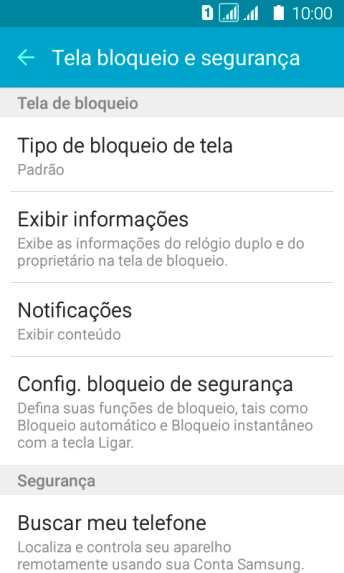 Pressione Tipo de bloqueio de tela, e digite o código de bloqueio atual. Pressione Tipo de bloqueio de tela, e digite o código de bloqueio atual.