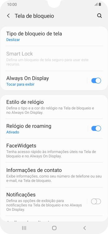 Pressione Tipo de bloqueio de tela. Pressione Tipo de bloqueio de tela.