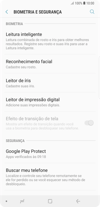 Pressione Leitor de íris. Pressione Leitor de íris.