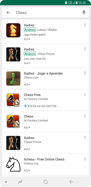 Pressione o app desejado. Pressione o app desejado.