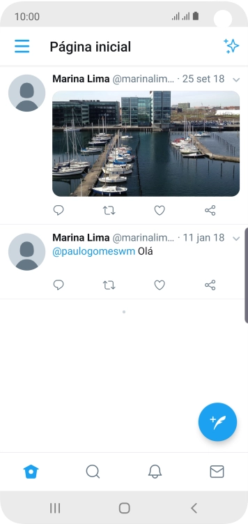Pressione o ícone de novo tweet. Pressione o ícone de novo tweet.