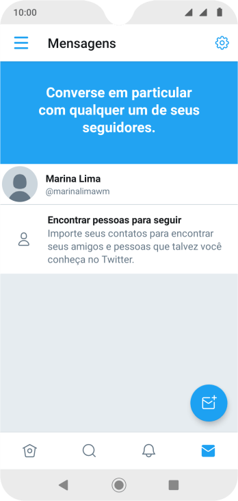 Pressione o ícone de nova mensagem. Pressione o ícone de nova mensagem.