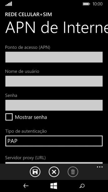 Pressione Tipo de autenticação. Pressione Tipo de autenticação.