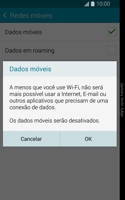 Se você desativar os dados móveis, deve pressionar OK. Se você desativar os dados móveis, deve pressionar OK.