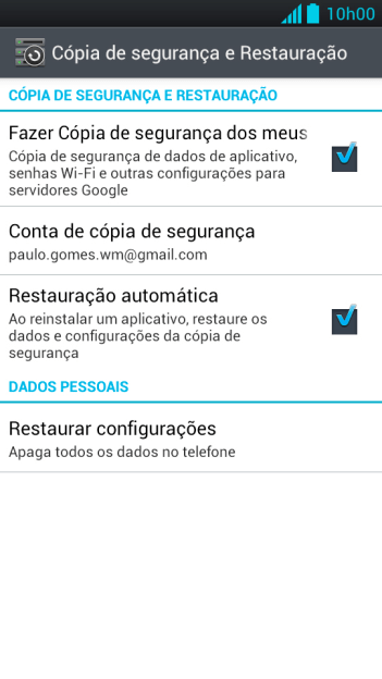 Pressione Restaurar configurações. Pressione Restaurar configurações.