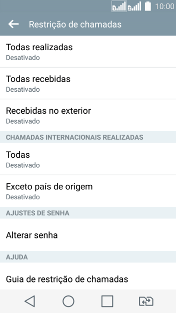 Pressione o tipo de bloqueio desejado. Pressione o tipo de bloqueio desejado.