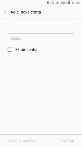 Pressione Senha e digite a senha da sua conta e-mail. Pressione Senha e digite a senha da sua conta e-mail.