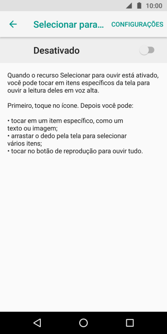 Pressione o indicador para ativar a função. Pressione o indicador para ativar a função.